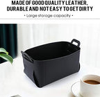 Leather Valet Tray, Jewelry Tray, Catchall Tray, Desktop Storage Organizer，Bedside Caddy for Men Key Wallet Watch Coin Phone Change,Candy Holder Sundries Tray,Convenient for Travel (Black) - Image 4