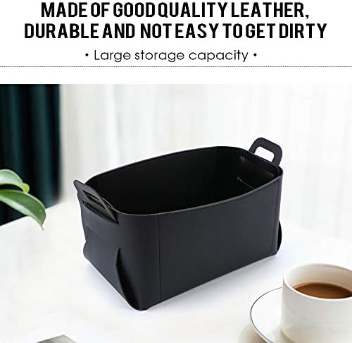Leather Valet Tray, Jewelry Tray, Catchall Tray, Desktop Storage Organizer，Bedside Caddy for Men Key Wallet Watch Coin Phone Change,Candy Holder Sundries Tray,Convenient for Travel (Black) - Image 4