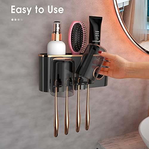 iHave Toothbrush Holders for Bathrooms Wall Mounted with Dispenser & 2 Cups - Image 3