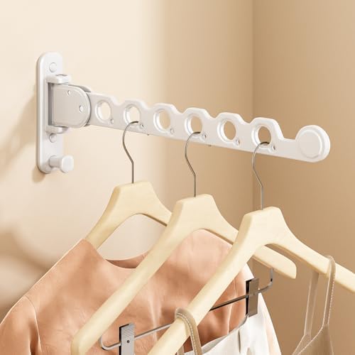 Wall Mounted Clothes Drying Rack, Laundry Clothes Hanger Rack Wall Mounted, Foldable Clothes Rack for Laundry Room, Space Saving Closet Storage Organizer Clothes Hanger Indoor, 1pcs(White) by Unknown