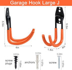 AOBEN Garage Hooks Heavy Duty, Steel Garage Storage Hooks, Utility Tool Hangers and Combinable Wall Mount for Organizing Ladders, Bikes, Hoses, and More Equipment (Large J, 10 Pack) - Image 2