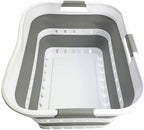 SAMMART 42L (11 gallon) Collapsible Plastic Laundry Basket - Foldable Pop Up Storage Container/Organizer - Space Saving Hamper/Basket (1, Grey/White) by SAMMART