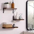BAYKA Wall Shelves for Bedroom Decor, Wood, Rustic Brown, Set of 3, 16in - Image 2