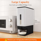 Lifewit Rice Dispenser 25 Lbs, Airtight Storage with Measuring Cup, Black - Image 3