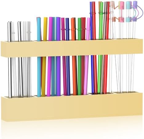 9.5” Large Acrylic Straw Holder for Cabinet Door, Adjustable Two-Part by Rycid