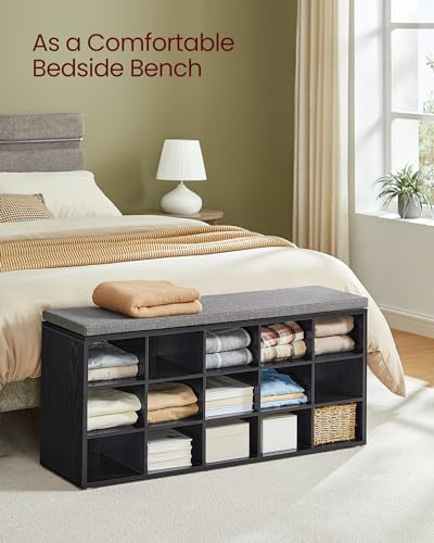 VASAGLE Shoe Bench with Cushion, 15 Compartments, 11.8 x 41.3 x 18.9 Inches - Image 5