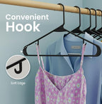 Utopia Home Plastic Hangers 50 Pack – Built-in Strap Hooks Black | Space saving | Durable & strong | Closet organizer | Clothes hangers | Ideal for shirts, pants, skirts & coats - Image 5