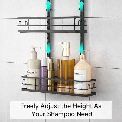 3 Tier Hanging Shower Head Caddy, Adjustable Hanging Shower Caddy Over Showerhead, Standing Shower Caddy No Drilling Handing Racks Rustproof for Bathroom Shampoo Soap Storage - Image 7