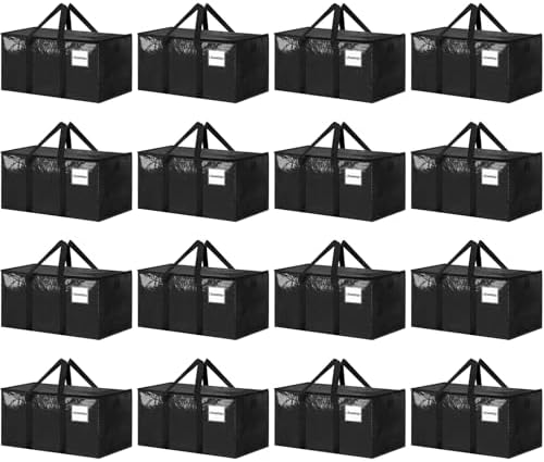 16 Pack Extra Large Clothes Storage Bins with Lids, Moving Bags, Black | Storage Bags with Reinforced Handles & Heavy-Duty Zippers, Moving Boxes Totes for Clothes Packing, Dorms, College Supplies by ukeetap