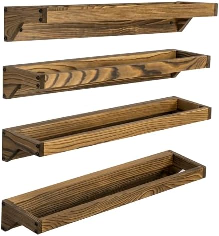 MyGift Rustic Wood Wall Shoe Rack, Holds 8 Pairs, 4pc Organizer Set - Image 6