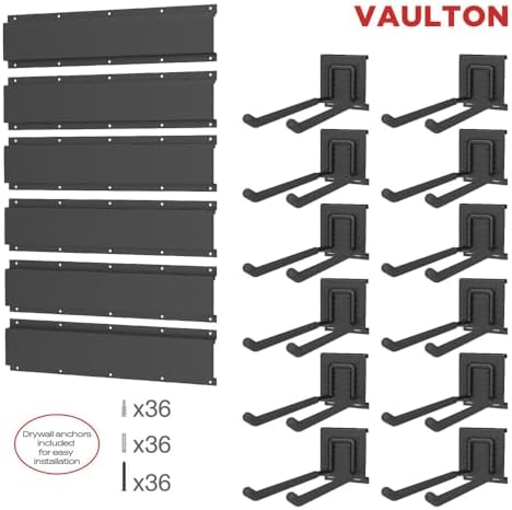 VAULTON 96" Garage Wall Organizer, Steel Tool Rack, 6 Rails 12 Double Hooks - Image 2