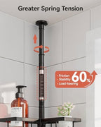YASONIC Corner Shower Caddy Tension Pole, 25.7-109.1in Adjustable Shower Shelves, Rust-Resistant Shower Organizer, No-Drill 3-Step Installation, Bathroom Shelves for Renters & Family, Black - Image 3