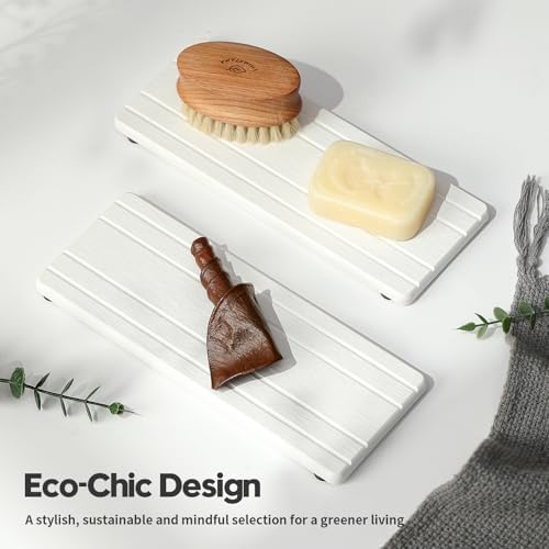 Razborci 2PCS Diatomite Quick Stone Drying Tray Mat for Bathroom & Kitchen Counter, Instant Dry Water Absorbent Drink Bar Coaster,Vanity Sink Caddy Organizer,Dish Soap Sponge Holder, White,9"x3.5" - Image 6