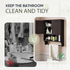 Smuxee Brown Wall Cabinet with Towel Bar - Medicine Cabinet with Adjustable Shelves, Over Toilet Cabinet for Laundry Room Kitchen - Image 7