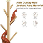 8-Hook Freestanding Coat Rack 3 Adjustable Heights Nature 2PCS - Image 3