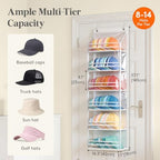 Lifewit 6 Tier Clear Over the Door Hat Rack, Baseball Caps Organizer, White - Image 3