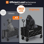 Originsure 110L Portable Collapsible Wagon Cart, 360lbs Heavy Duty, Black - Image 4