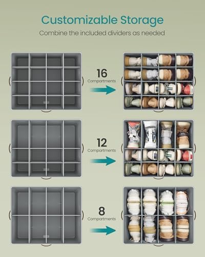 SONGMICS Shoe Organizer for Closet, 2 Pack Fabric Bins, Fits up to 32 Pairs - Image 4