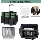 Large Rolling Cleaning Caddy Bag with Wheels, Cleaning Bag with Detachable Trolley, Cleaning Bags on Wheels for Housekeepers, Cleaning Cart Supplies Organizer for Home, Car, Picnic (Green) - Image 2
