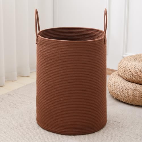 Laundry Basket Hamper Tall Rope Storage Woven for Blanket toys Dirty Clothes in Living Room Bathroom Bedroom (Dark Brown, 100L/26.4Gal) by AMTOTAM