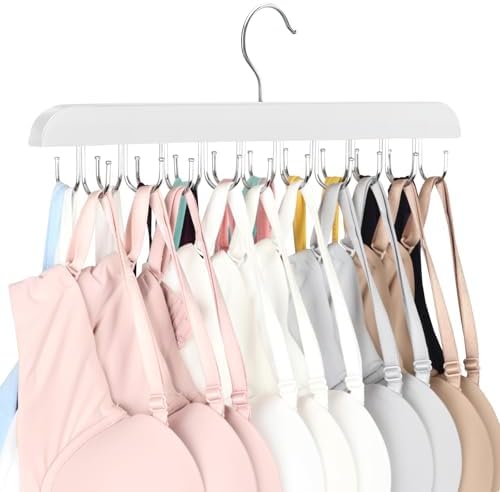 Resovo Bra Hanger for Closet, Tank Top Hanger 20 Hooks Capacity Foldable Wood Space Saving Hangers Closet Organizers and Storage for Dorm & Apartment for Tank Top, Bra, Scarf etc. by RESOVO