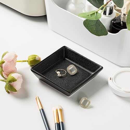 Mecaikru Ceramic Ring Dish, 4 in Jewelry Tray with Kiln Glaze Catchall Bowl - Image 3
