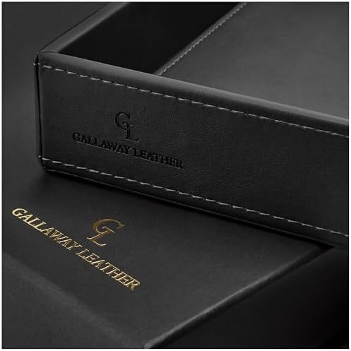 GALLAWAY LEATHER Valet Tray for Men - Nightstand Organizer EDC Tray for Wallet and Keys - Dresser Leather Catchall Dump Key Tray - Bedside Table Tray Organizer Key Bowl for Entryway Table (Black) - Image 2