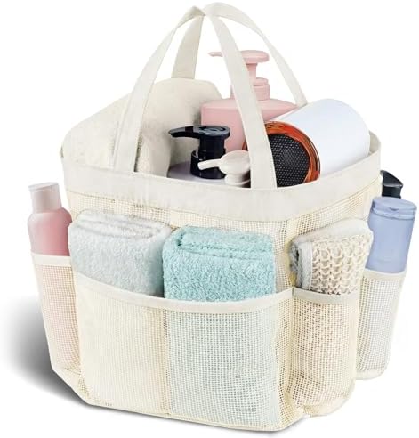 Mesh Shower Caddy Portable - 9 Pockets, Shower Bag for Dorm Room Camping by Attmu