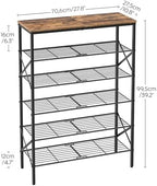 YATINEY 6-Tier Shoe Rack, Shoe Storage Organizer for Closet, Free Standing Shoe Organizer with Metal Mesh Shelves, 24 Pairs of Shoes, Rustic Brown and Black SS06BR - Image 3