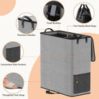 136L 2 Section Laundry Hamper with Lid, Laundry Basket, Gray - Image 3