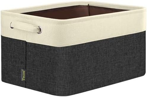BALEINE 1 Pack Fabric Closet Storage Bins for Shelves, Linen Closet Organizers and Storage, Decorative Baskets for Organizing, Shelf, Clothes, Home, Office (Black, 17''x13''x10.5'') by BALEINE
