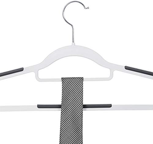 SONGMICS Pack of 30 Coat Hangers, Space-Saving Plastic Clothes Hangers | Non-Slip, 0.2 Inches Slim, 16.5 Inches Wide, 360° Swivel Silver Hook, White and Dark Gray, UCRP20WG30 - Image 7