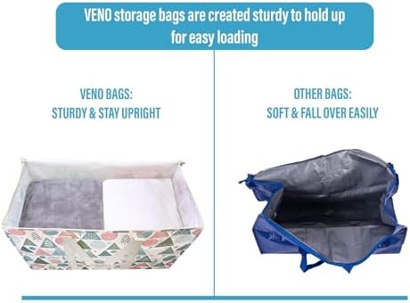 VENO 6 Pack Heavy Duty Moving Bags, Extra Large Storage Bags with Reinforced Handles & Strong Zippers, Foldable & Reusable Moving Box Alternative for Clothes & Dorm Storage - Image 4