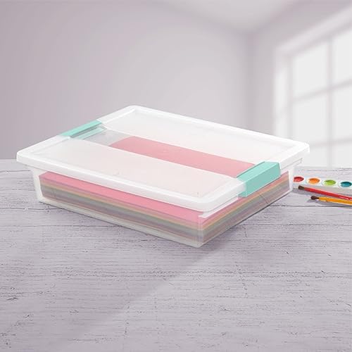 Sterilite Clip Box, Stackable Small Storage Bin with Latching Lid, Plastic Container to Organize Office, Crafts, Clear Base and Lid, Large, 1-Pack | Plastic Container to Organize Office, Crafts, Clear Base and Lid, Large, 1-Pack - Image 3
