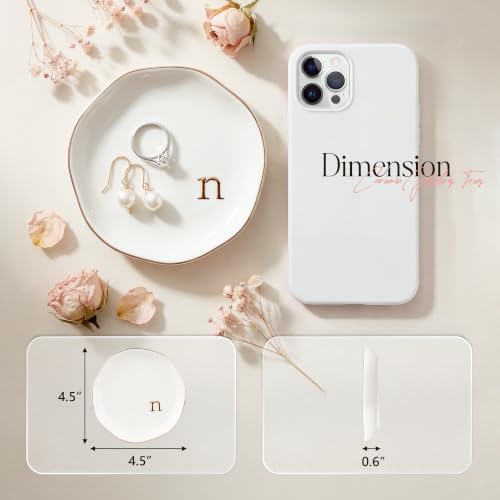 Ceramic Jewelry Tray, White Initial N Personalized Jewelry Dish - Image 2