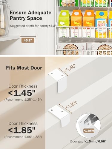 Delamu Over The Door Pantry Organizer, 9-Tier Pantry Door Organizers and Storage with Adjustable Basket, Metal Hanging Spice Rack, Seasoning Organizer, Door Organizer for Home Kitchen Bathroom, White - Image 3