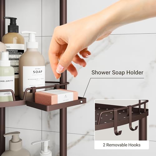 ELYKEN Corner Shower Caddy Standing, 3 Tier Metal Shower Organizer, Bronze - Image 3