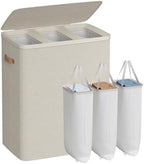 SONGMICS Laundry Basket, 190L Laundry Hamper with Lid, 3 Removable Bags by Unknown