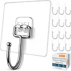 Adhesive Large Wall Hooks for Hanging Heavy Duty No Drill, 22 lbs, 12 pcs by GLUIT
