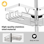 KEGII Corner Shower Caddy Tension Pole, Bathroom Storage Shelf, Chrome - Image 6