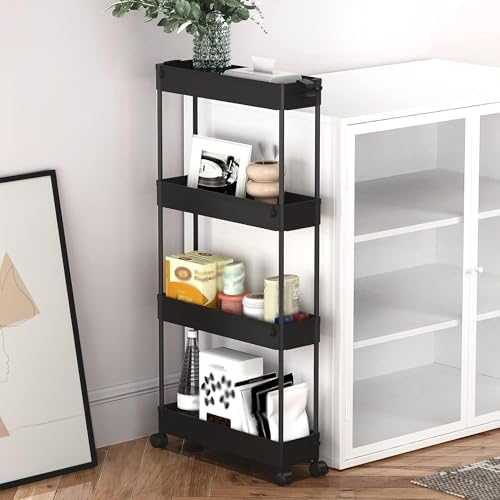 SPACELEAD 2-piece Set Slim Storage Cart 3 Tier,Bathroom Organizer Rolling Utility,Mobile Shelving Unit Slide Out for Office, Kitchen, Laundry Room & Narrow Places - Image 3