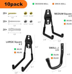 Heavy Duty Wall Garage Hooks, Steel Anti-Slip Utility Hooks Storage Organization Hangers for Ladders, Bikes, Hose, Garden Tools, Coats, Bags with Mounting Hardware Kit (Black, 12 Pack) - Image 2