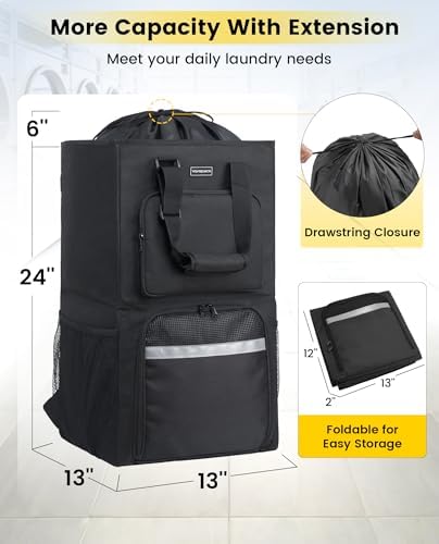 Vorspack Laundry Backpack for College Dorm, Heavy-Duty Hamper, Black - Image 2