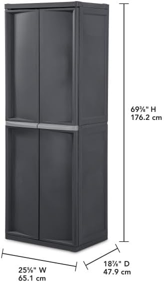Sterilite 4 Shelf Cabinet, Lockable Utility Storage, Gray - Image 3