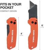 Klein Tools 44307 FLICKBLADE Folding Utility Knife, Subcompact Design with Quick-Change Triple-Ground Carbon Steel Blade, Dual Locking Positions, and Pocket Clip - Image 2