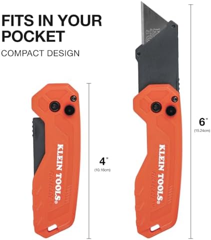 Klein Tools 44307 FLICKBLADE Folding Utility Knife, Subcompact Design with Quick-Change Triple-Ground Carbon Steel Blade, Dual Locking Positions, and Pocket Clip - Image 2