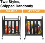 STO STO 2 Pack Rolling Sports Ball Storage Cart, Lockable Basketball Cage with Elastic Straps, Sport Equipment Holder Organizer for Indoor Outdoor, Steel Storage Rack for Playgroud and Gym, Black - Image 2