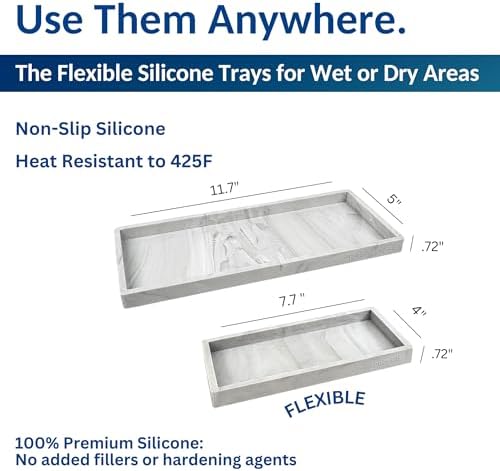 Spacewiser Countertop & Vanity Silicone Tray – 2 PC (11.7" & 7.7") Set - Image 3