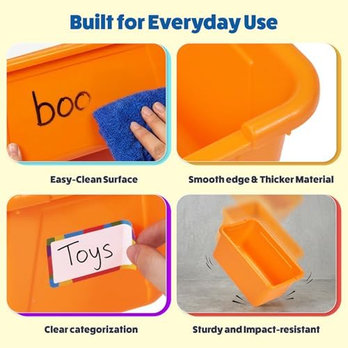 GAMENOTE 6 Quart Plastic Storage Bins Without Lids,12 Pack, Colorful - Image 4