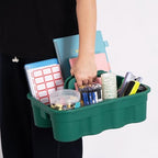 Matthew Large Plastic Tote Tool & Deluxe Supply Cleaning Caddy with Handle Portable Shower Basket Storage Caddy for Cleaning Products Organizer,Take-Out Coffee/Soft Drink,Bath Multi Use - Green - Image 4